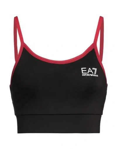 Ea7 Woman Top Black Size L Polyester, Elastane