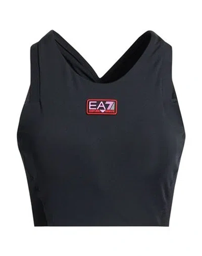 Ea7 Woman Top Black Size M Polyester, Elastane