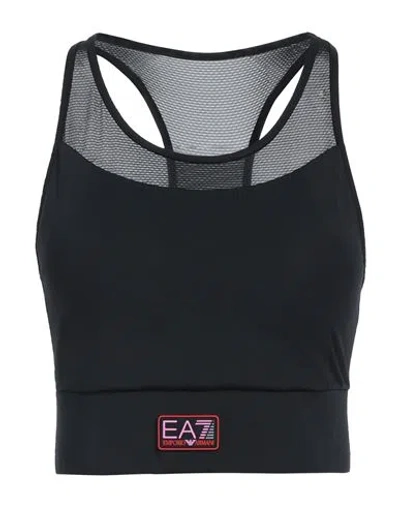 Ea7 Woman Top Black Size S Polyester, Elastane