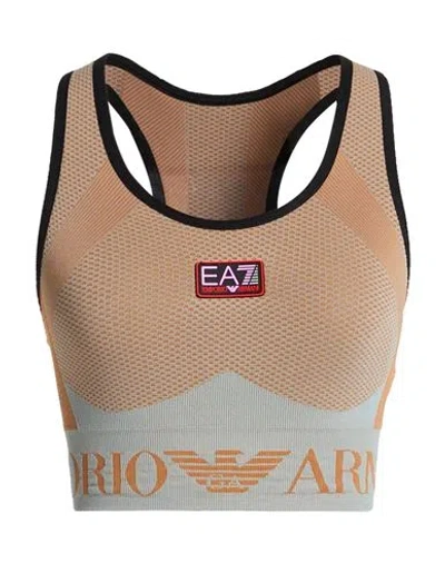 Ea7 Woman Top Brown Size L Polyamide, Polyester, Elastane
