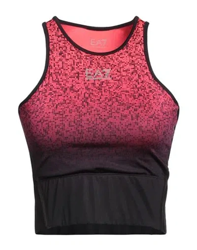 Ea7 Woman Top Coral Size L Polyester, Elastane In Red