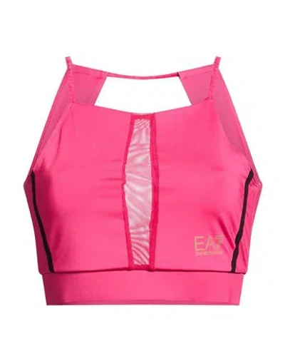 Ea7 Woman Top Fuchsia Size L Polyester, Elastane, Polyamide In Pink