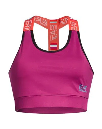 Ea7 Woman Top Garnet Size L Polyamide, Elastane, Polyester In Pink