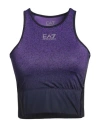 Ea7 Woman Top Purple Size S Polyester, Elastane In Purple