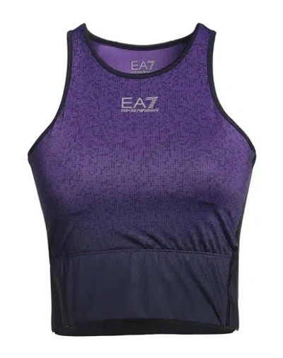 Ea7 Woman Top Purple Size S Polyester, Elastane