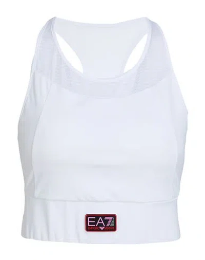Ea7 Woman Top White Size L Polyester, Elastane