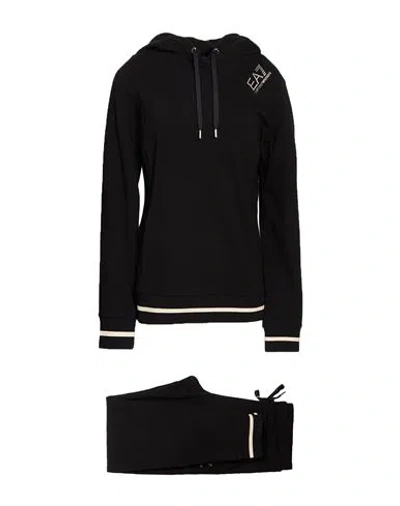 Ea7 Woman Tracksuit Black Size L Cotton, Elastane, Polyester, Metallic Fiber