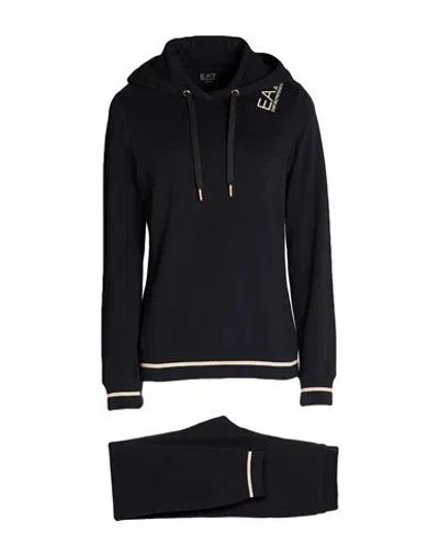 Ea7 Woman Tracksuit Black Size Xl Cotton, Elastane, Metallic Fiber, Polyester