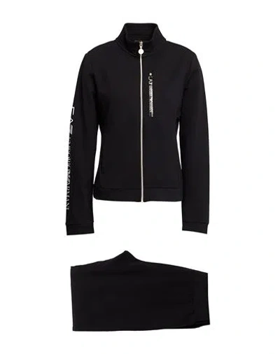 Ea7 Woman Tracksuit Black Size Xxl Cotton, Elastane