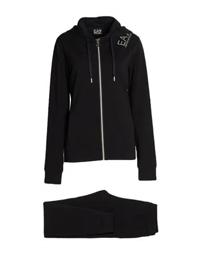 Ea7 Woman Tracksuit Black Size Xxl Cotton, Elastane