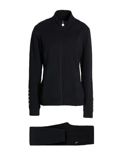 Ea7 Woman Tracksuit Black Size Xxl Cotton, Elastane