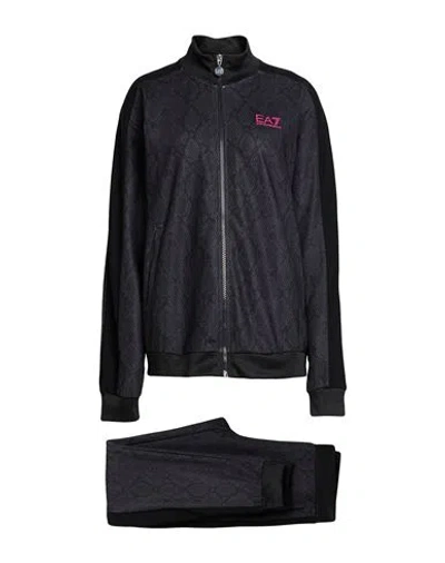 Ea7 Woman Tracksuit Dark Purple Size Xxl Polyester, Elastane