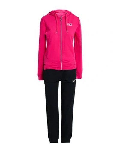 Ea7 Woman Tracksuit Fuchsia Size L Cotton, Elastane In Pink