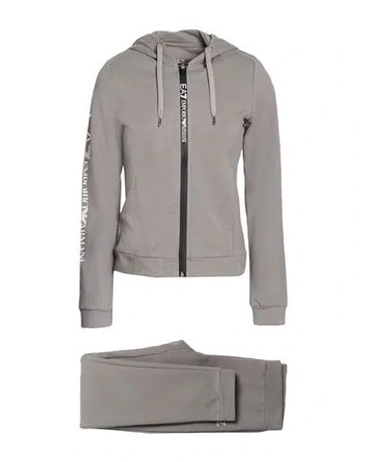 Ea7 Woman Tracksuit Grey Size L Cotton, Elastane In Gray