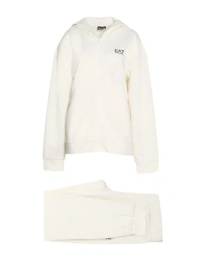 Ea7 Woman Tracksuit Ivory Size Xl Polyester, Cotton In White
