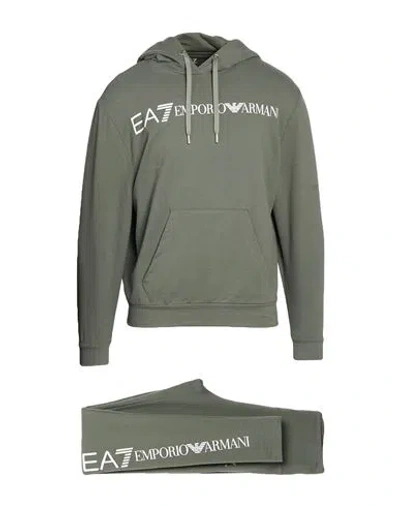 Ea7 Woman Tracksuit Military Green Size L Cotton, Elastane
