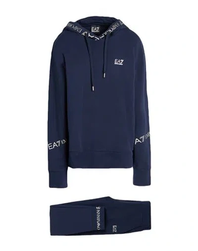 Ea7 Woman Tracksuit Navy Size L Cotton, Elastane In Blue