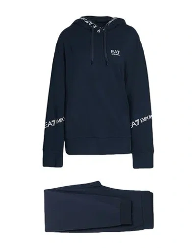 Ea7 Woman Tracksuit Navy Size M Cotton, Elastane In Blue