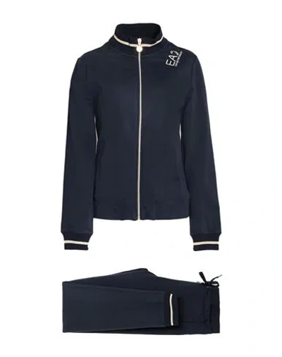 Ea7 Woman Tracksuit Navy Size S Cotton, Elastane, Metallic Fiber, Polyester