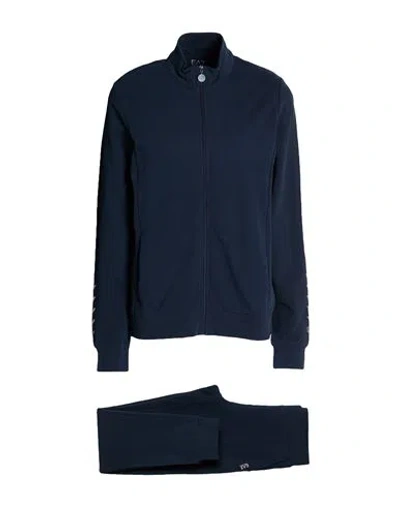 Ea7 Woman Tracksuit Navy Size Xxl Cotton, Elastane In Blue