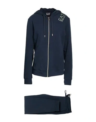 Ea7 Woman Tracksuit Navy Size Xxl Cotton, Elastane In Blue