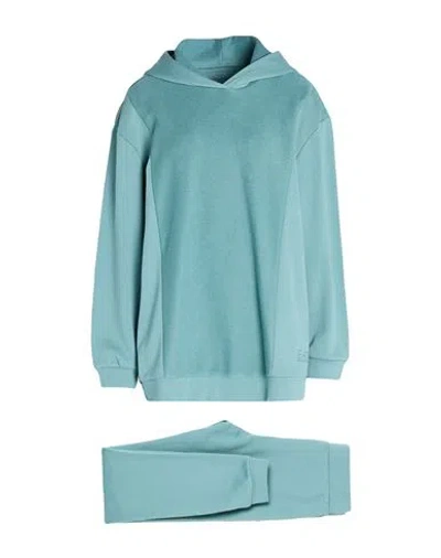 Ea7 Woman Tracksuit Sage Green Size S Organic Cotton, Elastane In Blue