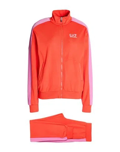 Ea7 Woman Tracksuit Tomato Red Size 3xl Polyester, Elastane
