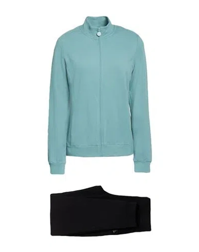 Ea7 Woman Tracksuit Turquoise Size Xxl Cotton, Elastane In Blue