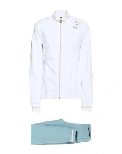 Ea7 Woman Tracksuit White Size M Cotton, Elastane In Multi
