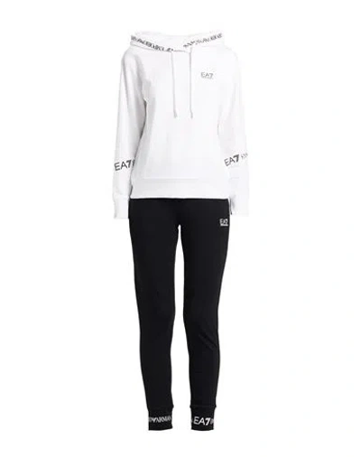 Ea7 Woman Tracksuit White Size S Cotton, Elastane