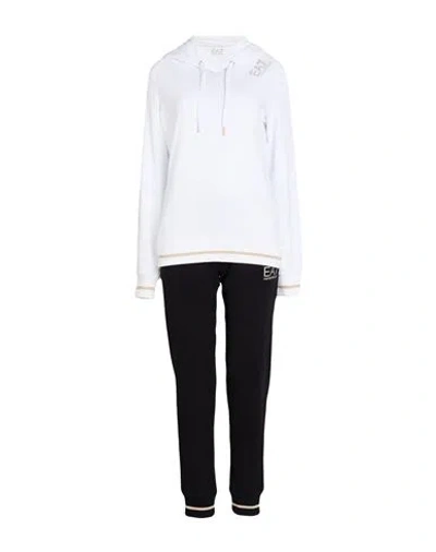 Ea7 Woman Tracksuit White Size Xl Cotton, Elastane, Metallic Fiber, Polyester