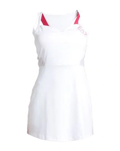 Ea7 Woman Mini Dress White Size L Polyester, Elastane