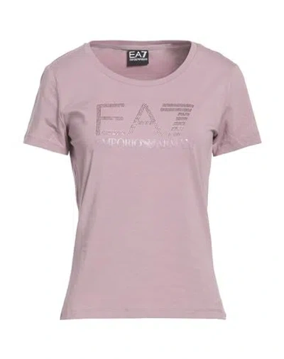 Ea7 Woman T-shirt Antique Rose Size L Cotton, Elastane In Pink