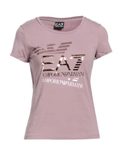 Ea7 Woman T-shirt Antique Rose Size M Cotton, Elastane In Pink