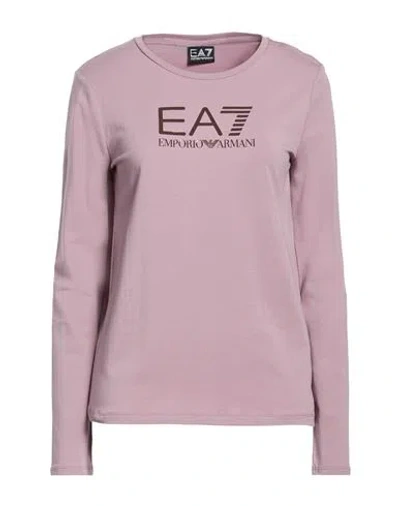 Ea7 Woman T-shirt Antique Rose Size S Cotton, Elastane In Pink