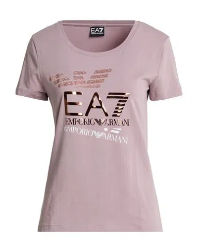 Ea7 Woman T-shirt Antique Rose Size Xl Cotton, Elastane In Pink