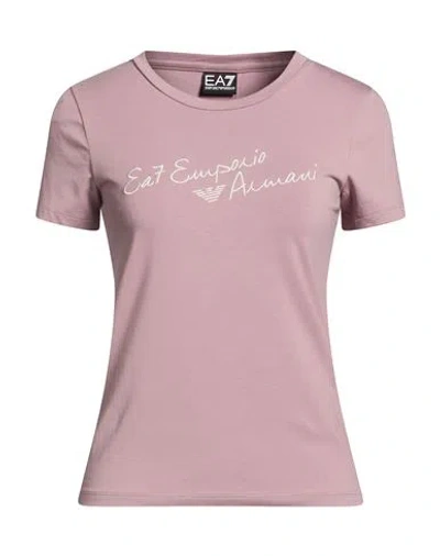 Ea7 Woman T-shirt Antique Rose Size Xs Cotton, Elastane In Pink