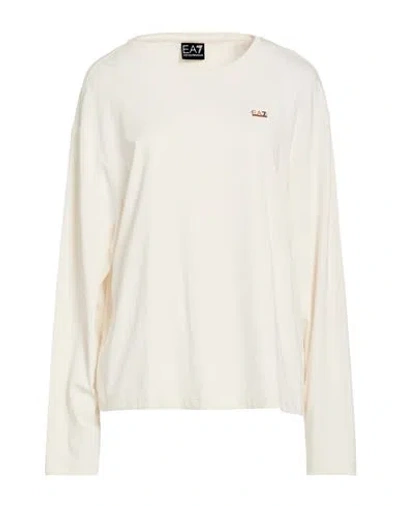 Ea7 Woman T-shirt Beige Size Xl Cotton, Modal, Elastane In White