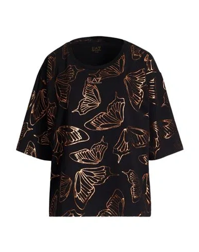 Ea7 Woman T-shirt Black Size 3xl Cotton, Modal, Elastane In Multi