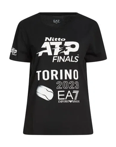 Ea7 Woman T-shirt Black Size L Cotton