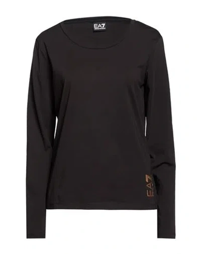 Ea7 Woman T-shirt Black Size L Cotton, Elastane