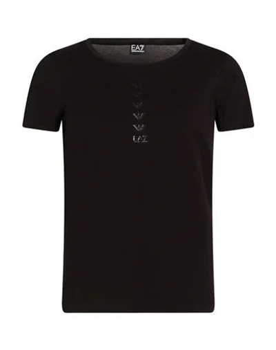 Ea7 Woman T-shirt Black Size L Cotton, Elastane