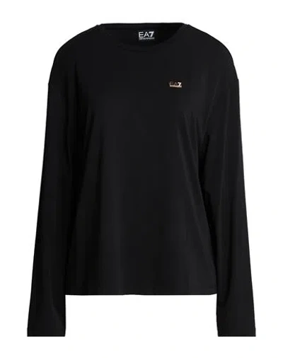 Ea7 Woman T-shirt Black Size M Cotton, Modal, Elastane