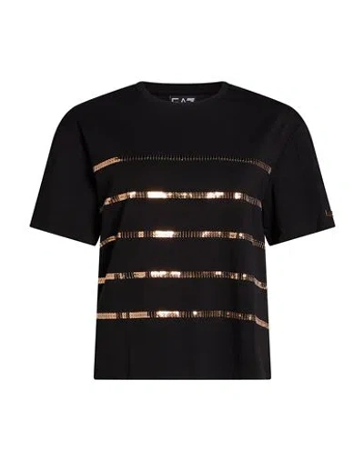 Ea7 Woman T-shirt Black Size M Organic Cotton, Modal, Elastane