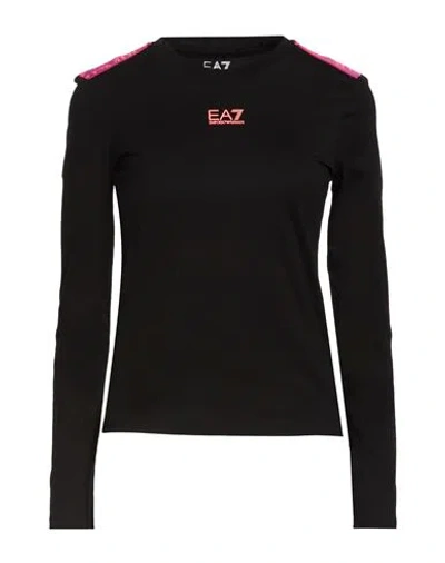 Ea7 Woman T-shirt Black Size S Cotton