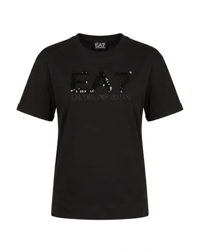 Ea7 Woman T-shirt Black Size S Cotton