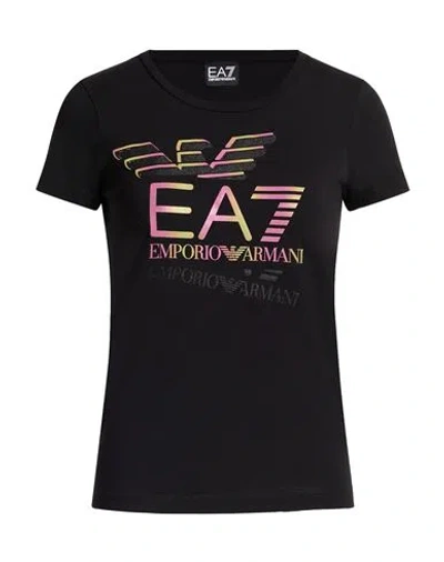 Ea7 Woman T-shirt Black Size Xl Cotton, Elastane