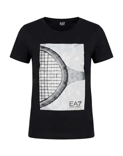 Ea7 Woman T-shirt Black Size Xl Organic Cotton