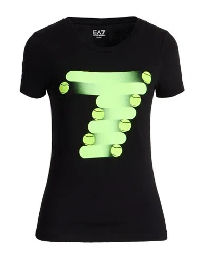 Ea7 Woman T-shirt Black Size Xs Cotton, Elastane