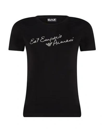 Ea7 Woman T-shirt Black Size Xs Cotton, Elastane